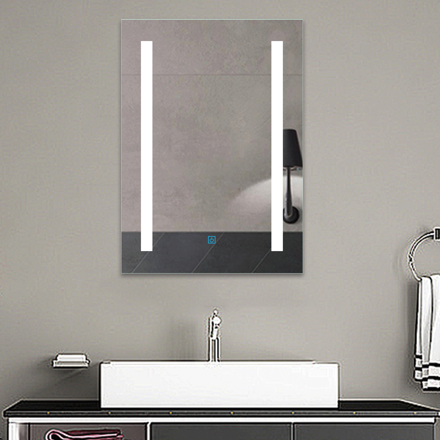 Flameless Bathroom Mirror Light LED Antifog Wall lighted Mirrors with